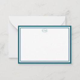 Elegant Minimalist Monogram Navy Border Note Cards Notitiekaartje