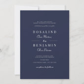 Elegant minimalist Navy Blue Typography Wedding Kaart (Voorkant)