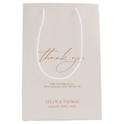 Elegant minimalist Pearl Wedding Hartelijk dank Medium Cadeauzakje (Voorkant)