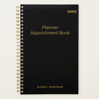 Elegant Minimalist Personalized Logo Black Planner