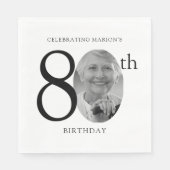 Elegant Minimalist Photo 80th Birthday Servet (Voorkant)