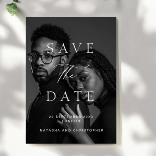 Elegant Minimalist Photo Overlay Wedding Save The Date
