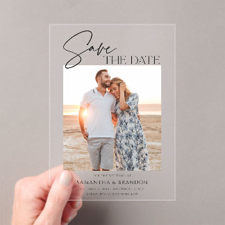 Elegant Minimalist Photo Save the Date Acryl Uitnodigingen