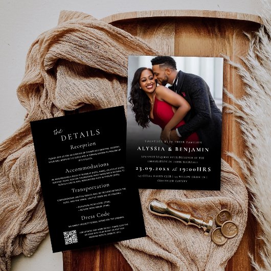 Elegant minimalist Photo Wedding Invitation Kaart