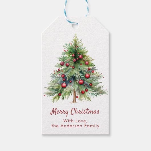 Elegant Minimalist Pine Christmas Cadeaulabel (Voorkant)