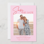Elegant Minimalist Pink Red Photo Save The Date (Devant)