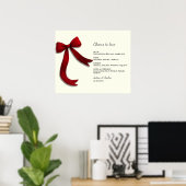 Elegant Minimalist Red Bow Simple Elegant Menu Sig Poster (Thuiskantoor)