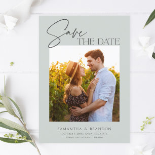 Elegant minimalist Sage Green Foto Save The Date