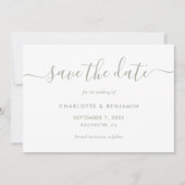 Elegant minimalist Sage Green Wedding Save The Date (Voorkant)