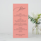 Elegant Minimalist Salmon Wedding Menu (Staand voorkant)