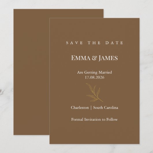 Elegant Minimalist Save the Date Card | Modern (Voorkant / Achterkant)