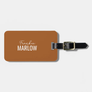 Elegant Minimalist Script Name Custom Terracotta Bagagelabel