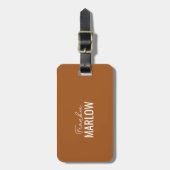 Elegant Minimalist Script Name Custom Terracotta Bagagelabel (Voorkant verticaal)