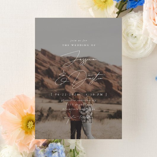 Elegant minimalist Script Photo Wedding Kaart