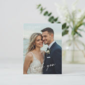 Elegant Minimalist Script Photo Wedding Postcard Briefkaart (Staand voorkant)