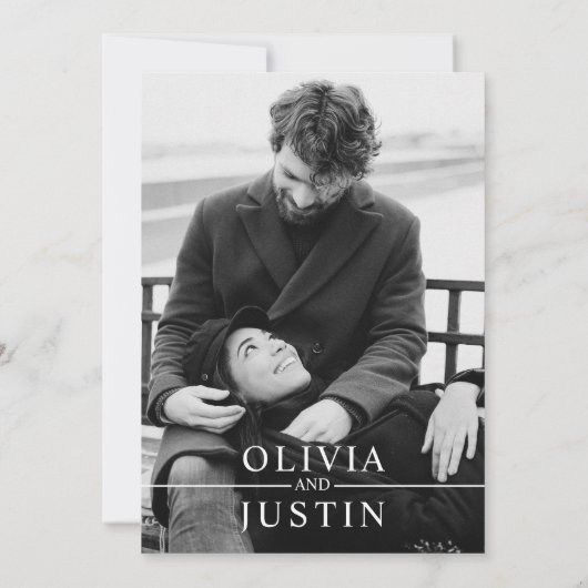 Elegant minimalist slaat de datum op kaart (Achterkant)