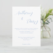 Elegant minimalist Stusty Blue Wedding Uitnodiging (Staand voorkant)