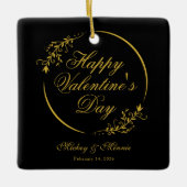 Elegant Minimalist Valentine's Day Floral Frame Keramisch Ornament (Voorkant)