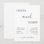 Elegant minimalist Weddenschap Black White Kaart (Voorkant / Achterkant)