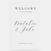 Elegant minimalist Weddenschap Welkom Acryl Bord (Voorkant)