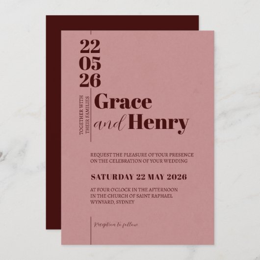 Elegant Minimalist Wedding Invitation (Devant / Derrière)