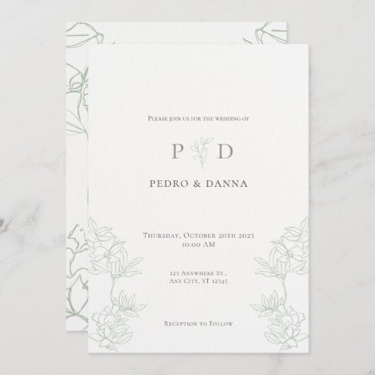 Elegant Minimalist Wedding Invitation (Devant / Derrière)