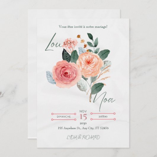 Elegant Minimalist Wedding Invitation (Devant / Derrière)