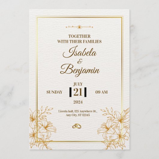 Elegant Minimalist Wedding Invitation | Classic Bl Kaart (Voorkant)