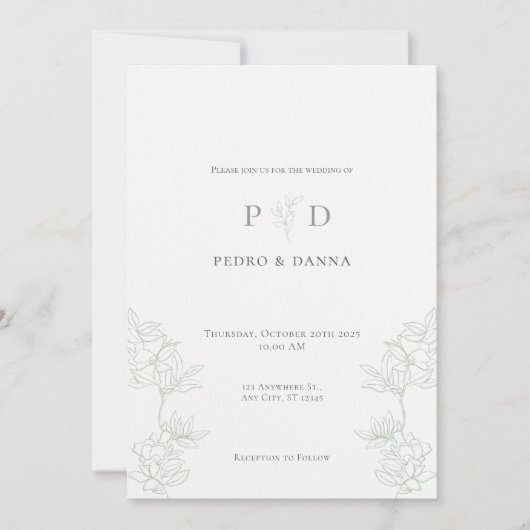 Elegant Minimalist Wedding Invitation Kaart (Voorkant)