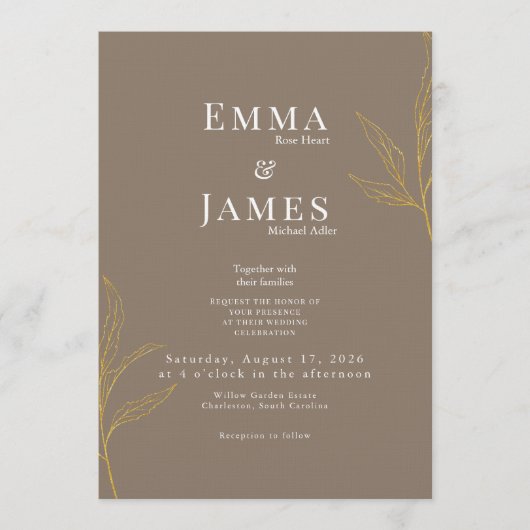 Elegant Minimalist Wedding Invitation | Modern Kaart (Voorkant)