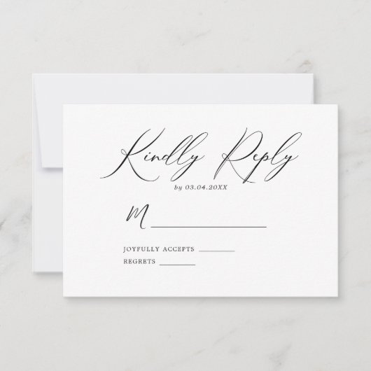 Elegant minimalist Wedding Kindly Reply RSVP Kaartje (Voorkant)