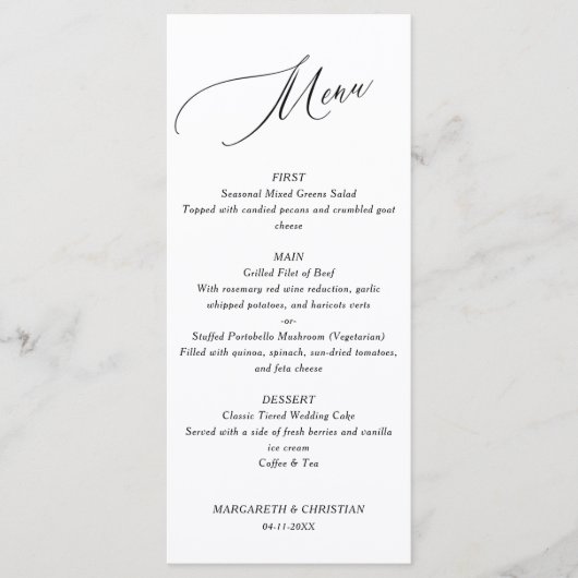 Elegant Minimalist Wedding Menu (Devant)