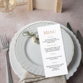 Elegant Minimalist Wedding Menu Card