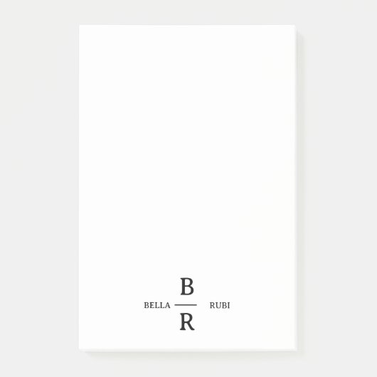 Elegant Minimalist Wedding Monogram Design Post-it® Notes (Voorkant)