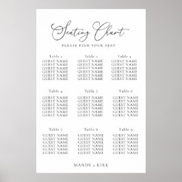Elegant Minimalist Wedding Seating Chart Sign Poster
