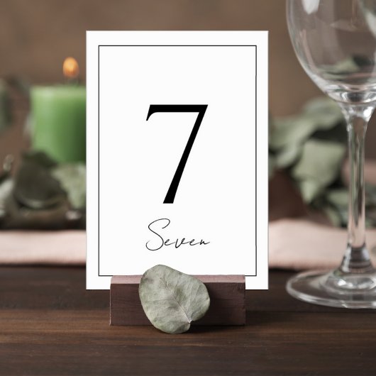 Elegant Minimalist Wedding Table Number Card Kaart