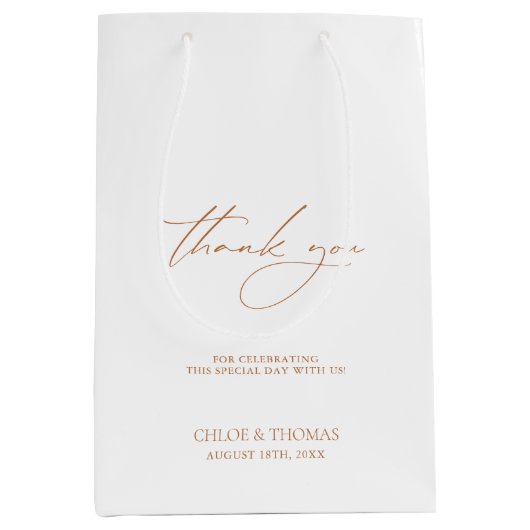 Elegant Minimalist White Weddenschap Hartelijk dan Medium Cadeauzakje (Voorkant)