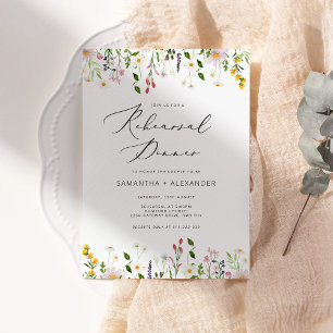 Elegant minimalist wildflower rehearsal dinner kaart