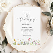 Elegant minimalist wildflower wedding kaart