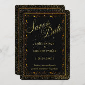 Elegant Minimalist Zwart en Goud Save the Date (Voorkant / Achterkant)