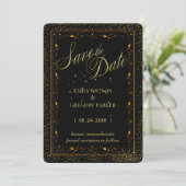Elegant Minimalist Zwart en Goud Save the Date (Staand voorkant)