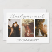 Élégant Minimaliste 3 Photos Merci Mariage (Devant)