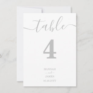 Élégant minimaliste Argent Mariage Numéro de table