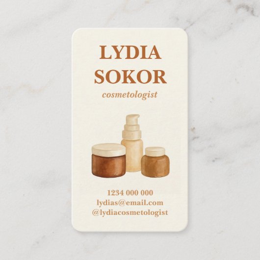 Élégant minimaliste Carte de visite Cosmetologue (Devant)