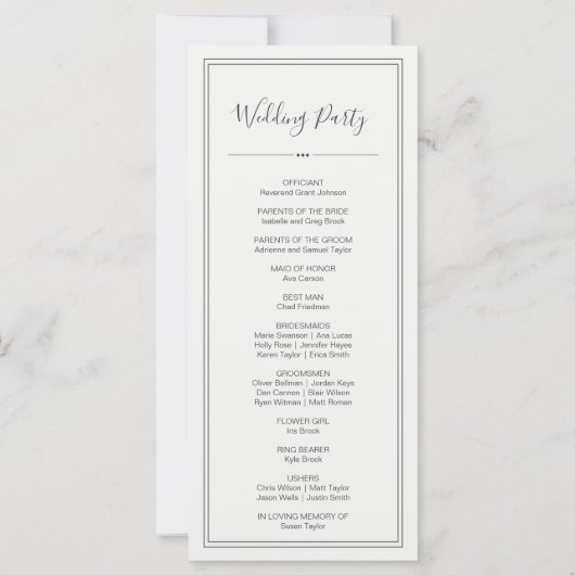 Élégant Minimaliste Chic Mariage Programmes (Dos)