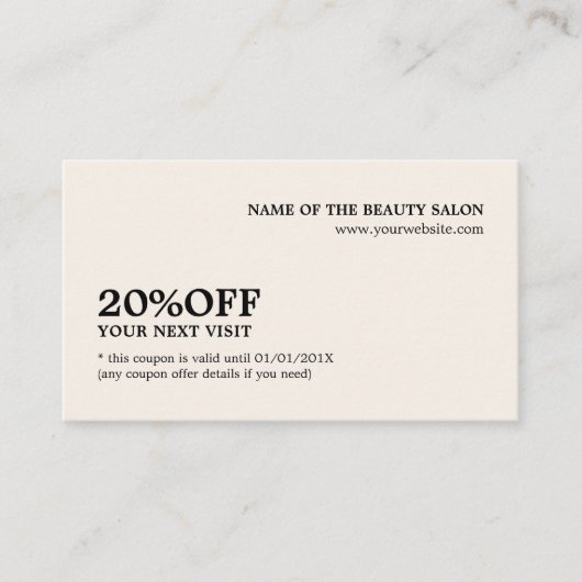 Elégant minimaliste Ecru White Coupon Salon (Devant)