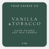 Élégant minimaliste Emerald Green Candle Étiquette (Devant)