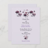 Élégant minimaliste Faire-part de mariage de pivoi (Devant / Derrière)