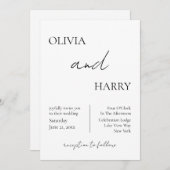 Élégant minimaliste Faire-part de mariage noir bla (Devant / Derrière)