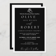 Élégant minimaliste Faire-part de mariage noir et